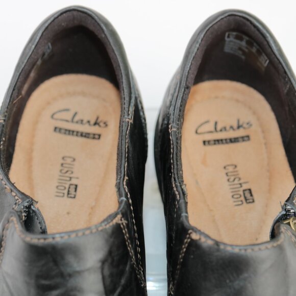 Clarks Womens Un Loop Loafer Shoe Size 9 Black Leather Flat Zip Climate Cooled - Picture 8 of 11